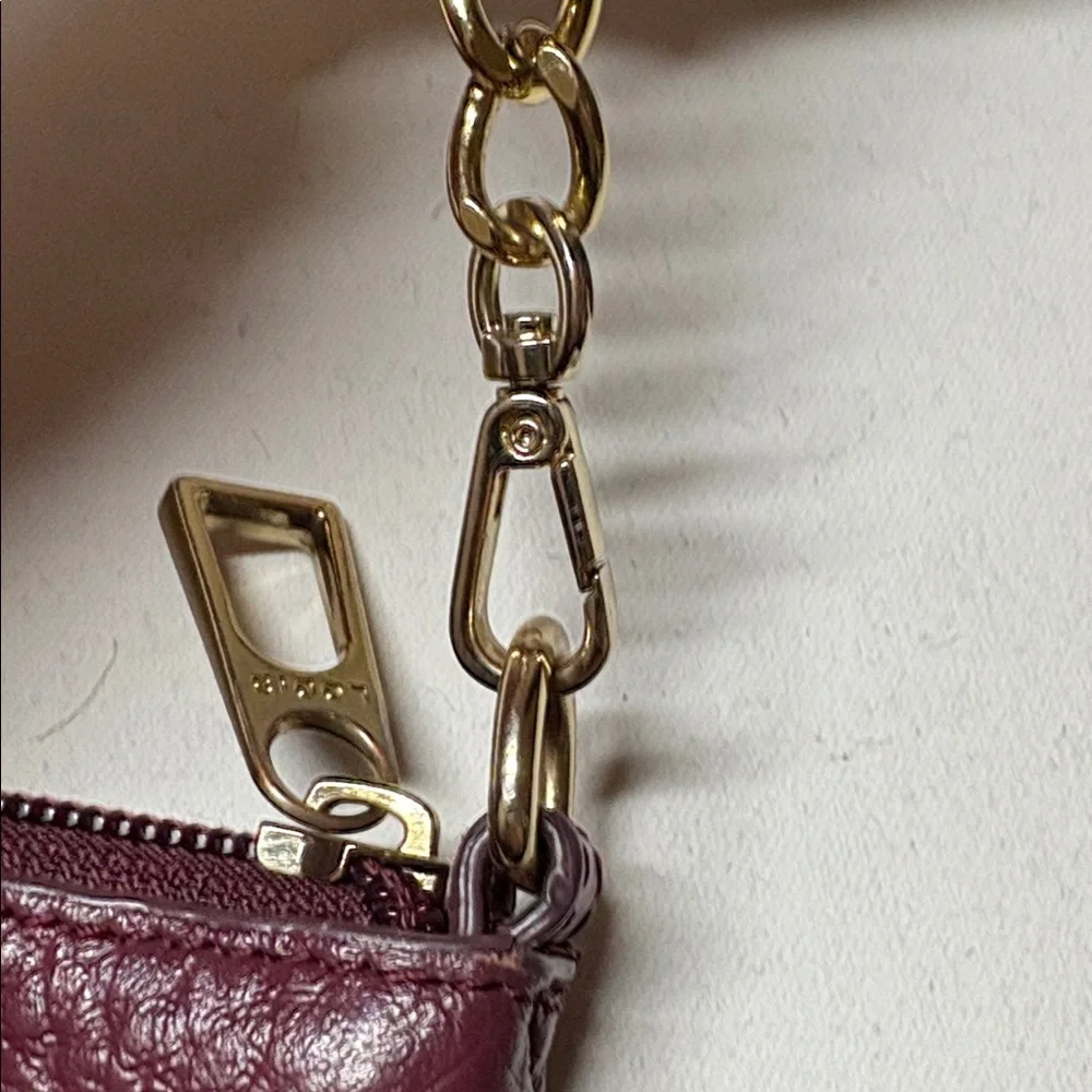 Lodis Burgundy Small Textured Leather Crossbody Bag